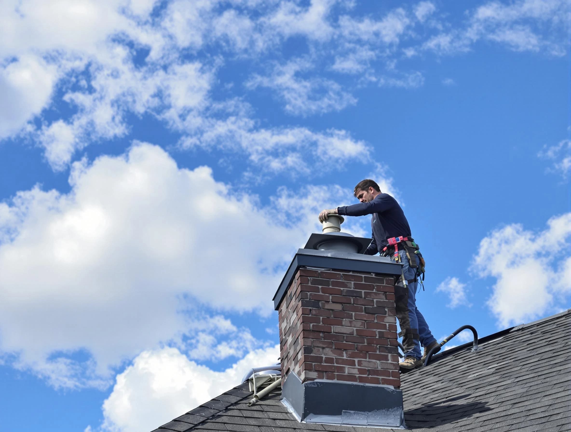 Dunwoody Chimney Sweep installing a sturdy chimney cap in Dunwoody, GA