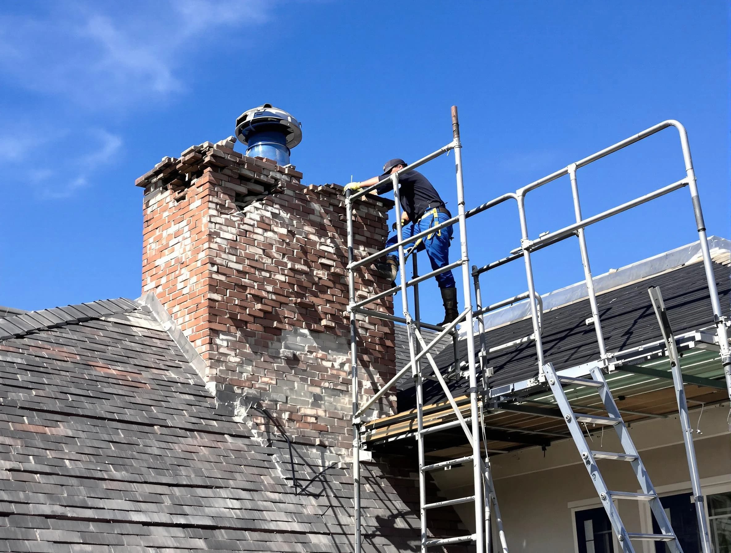 Rebuilding a chimney structure by Dunwoody Chimney Sweep in Dunwoody, GA