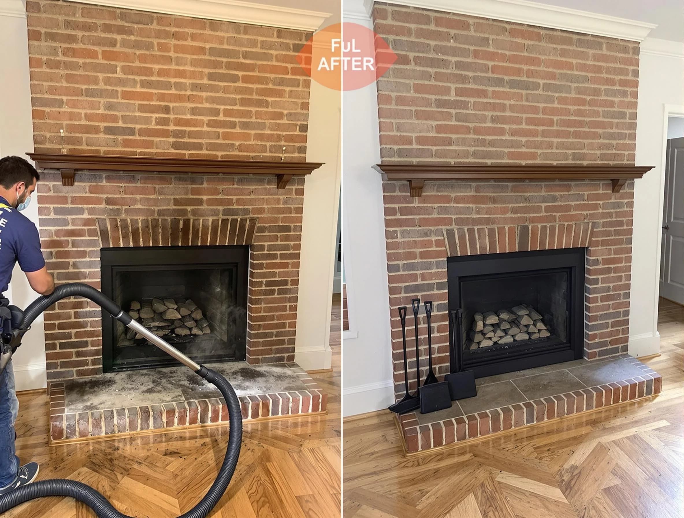 Dunwoody Chimney Sweep carefully sanitizing a fireplace in Dunwoody, GA