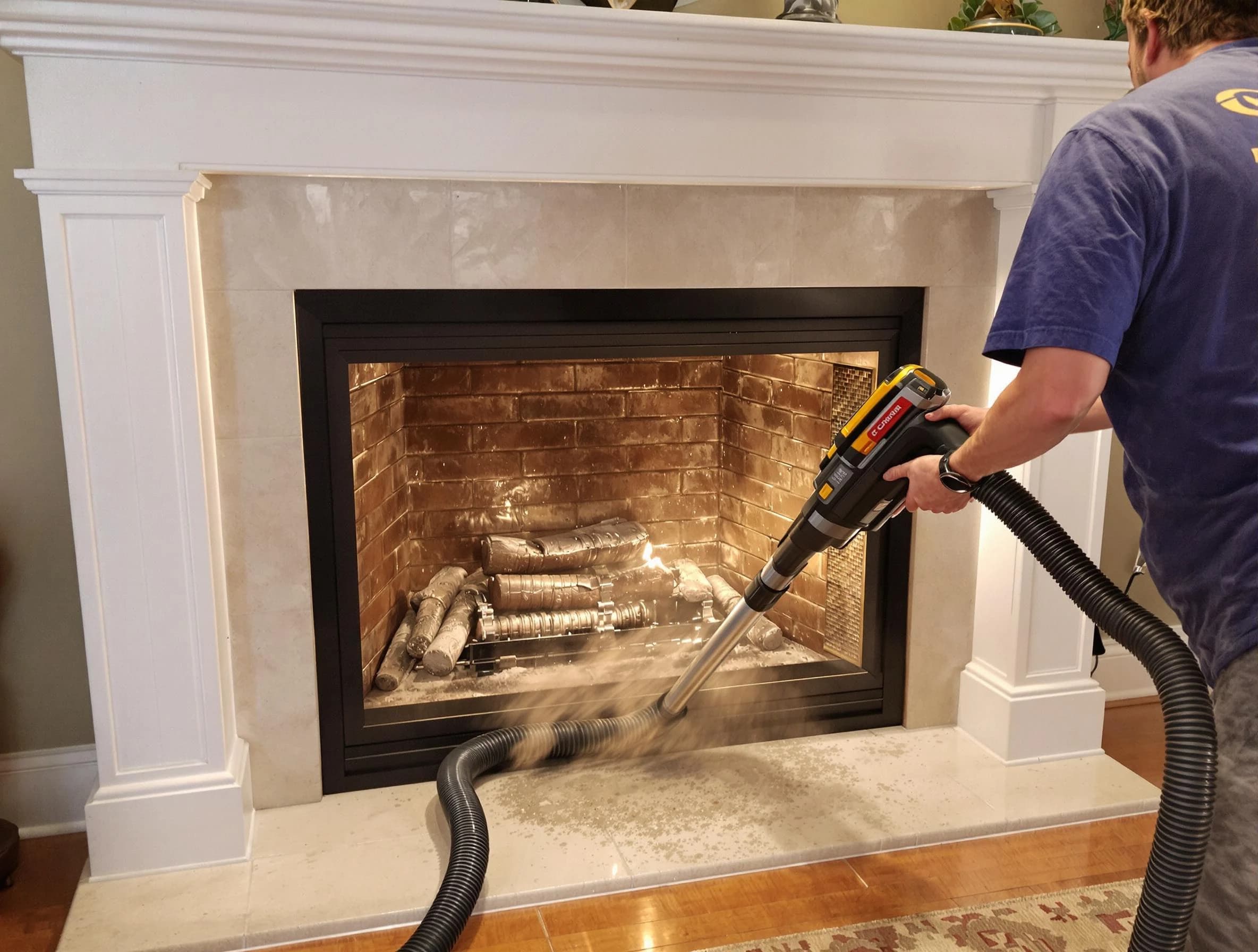 Fireplace cleaning performed by Dunwoody Chimney Sweep in Dunwoody, GA