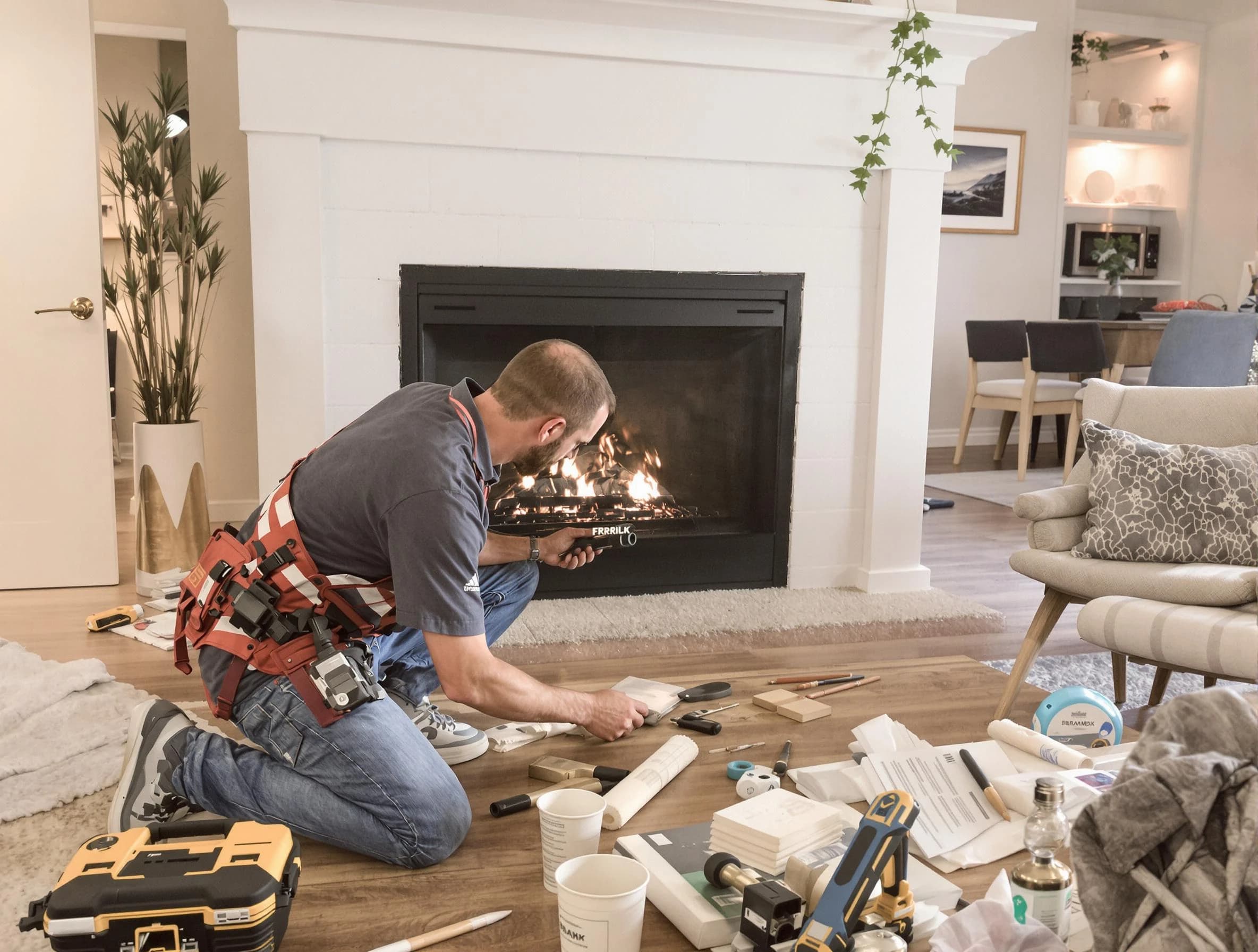 Dunwoody Chimney Sweep performing fireplace repair in Dunwoody, GA