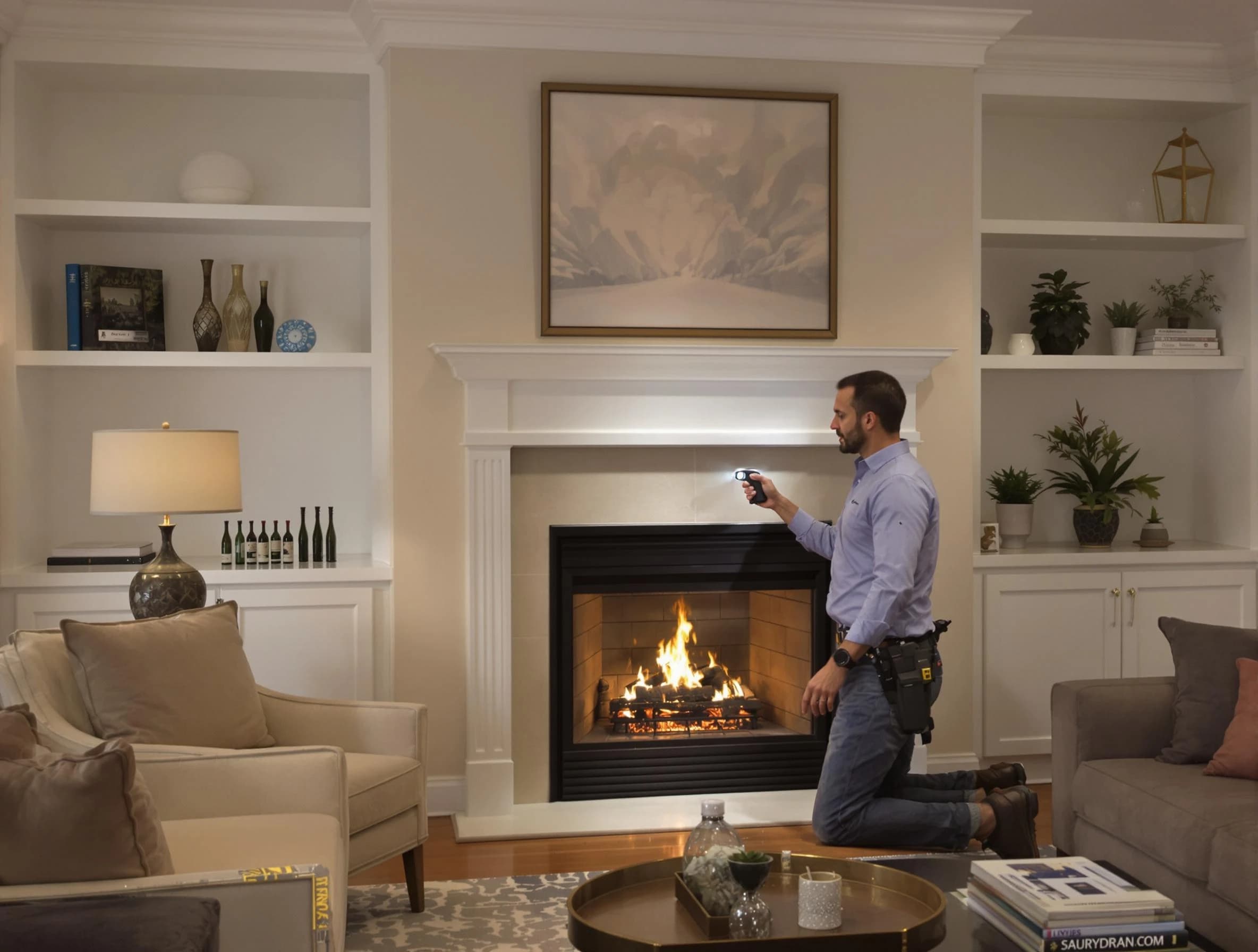 Dunwoody Chimney Sweep conducting a fireplace safety inspection in Dunwoody, GA