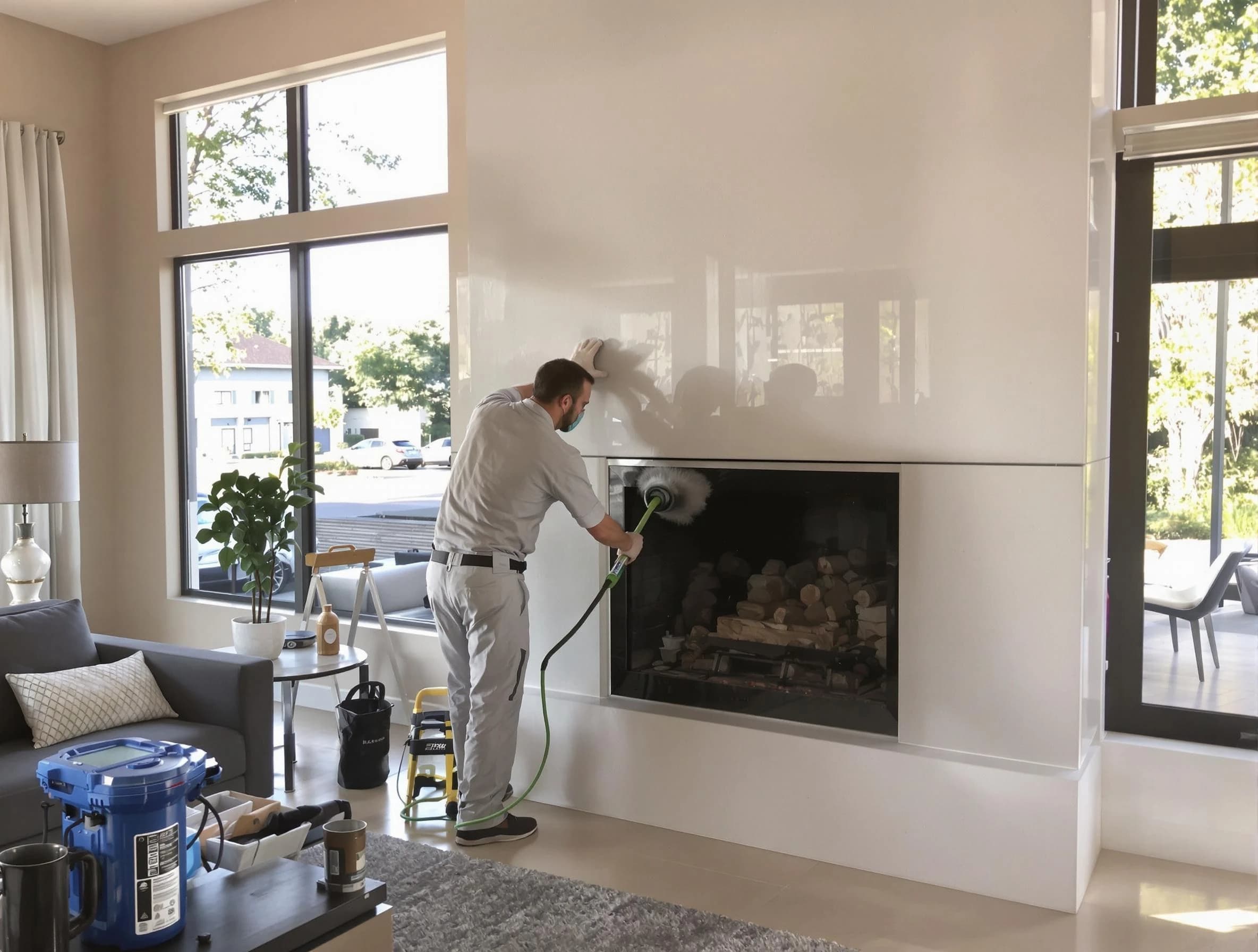 Dunwoody Chimney Sweep performing thorough soot removal in Dunwoody, GA