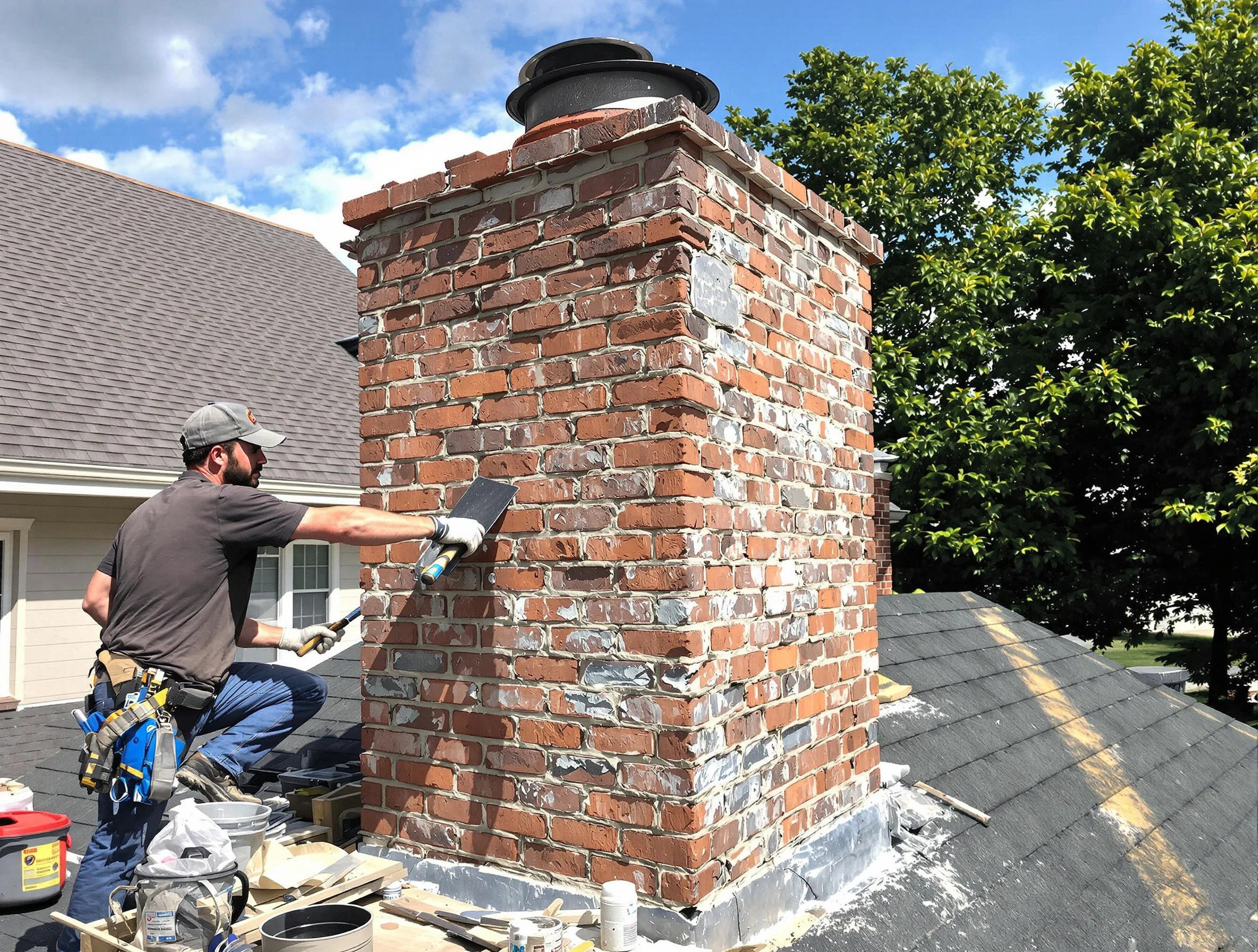 Completed chimney rebuild by Dunwoody Chimney Sweep in Dunwoody, GA