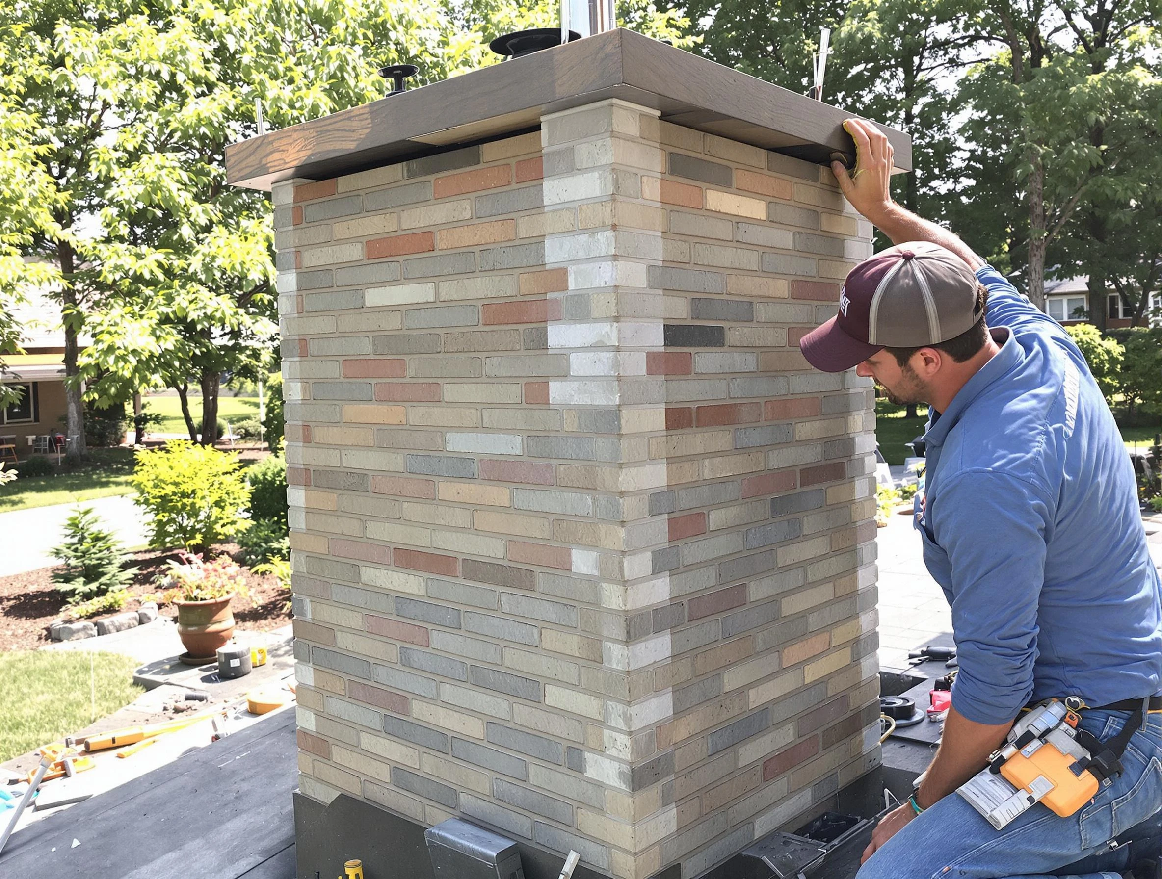 Dunwoody Chimney Sweep completing a modern chimney remodel in Dunwoody, GA