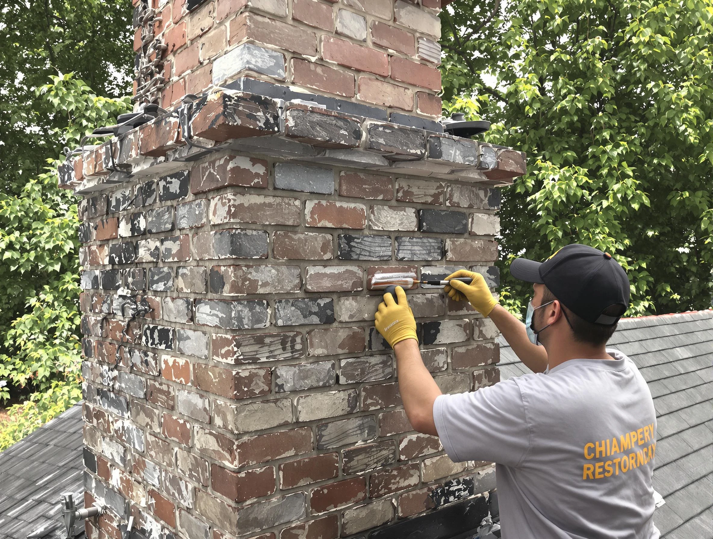In-progress chimney restoration by Dunwoody Chimney Sweep in Dunwoody, GA