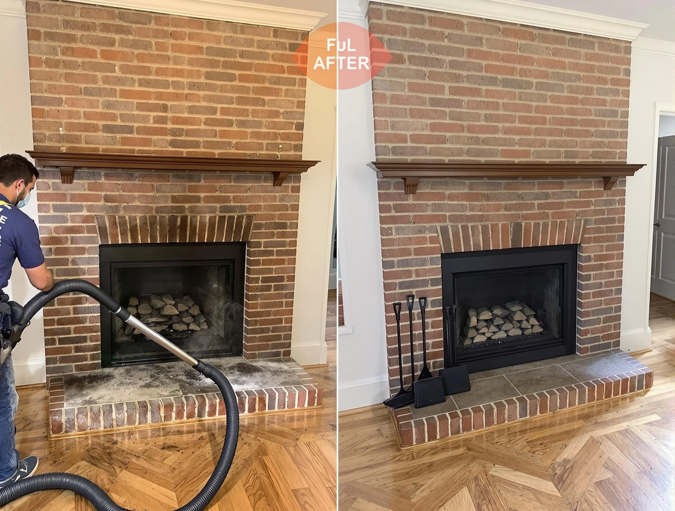 Dunwoody Chimney Sweep carefully sanitizing a fireplace in Dunwoody, GA
