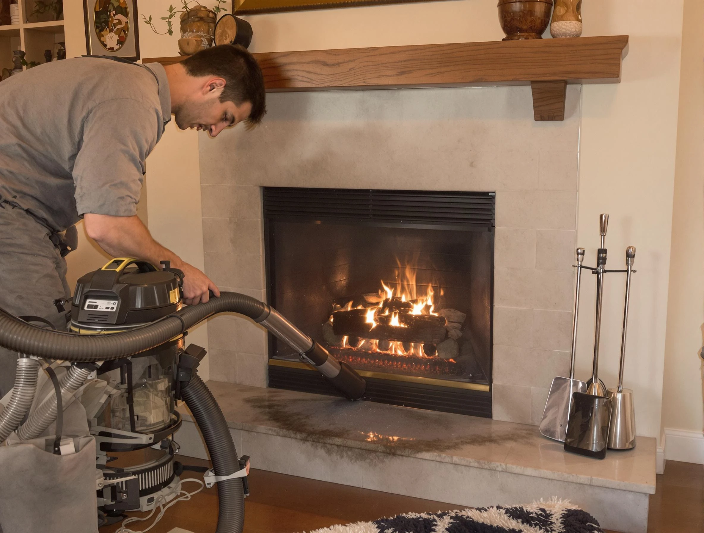 Routine fireplace upkeep by Dunwoody Chimney Sweep in Dunwoody, GA