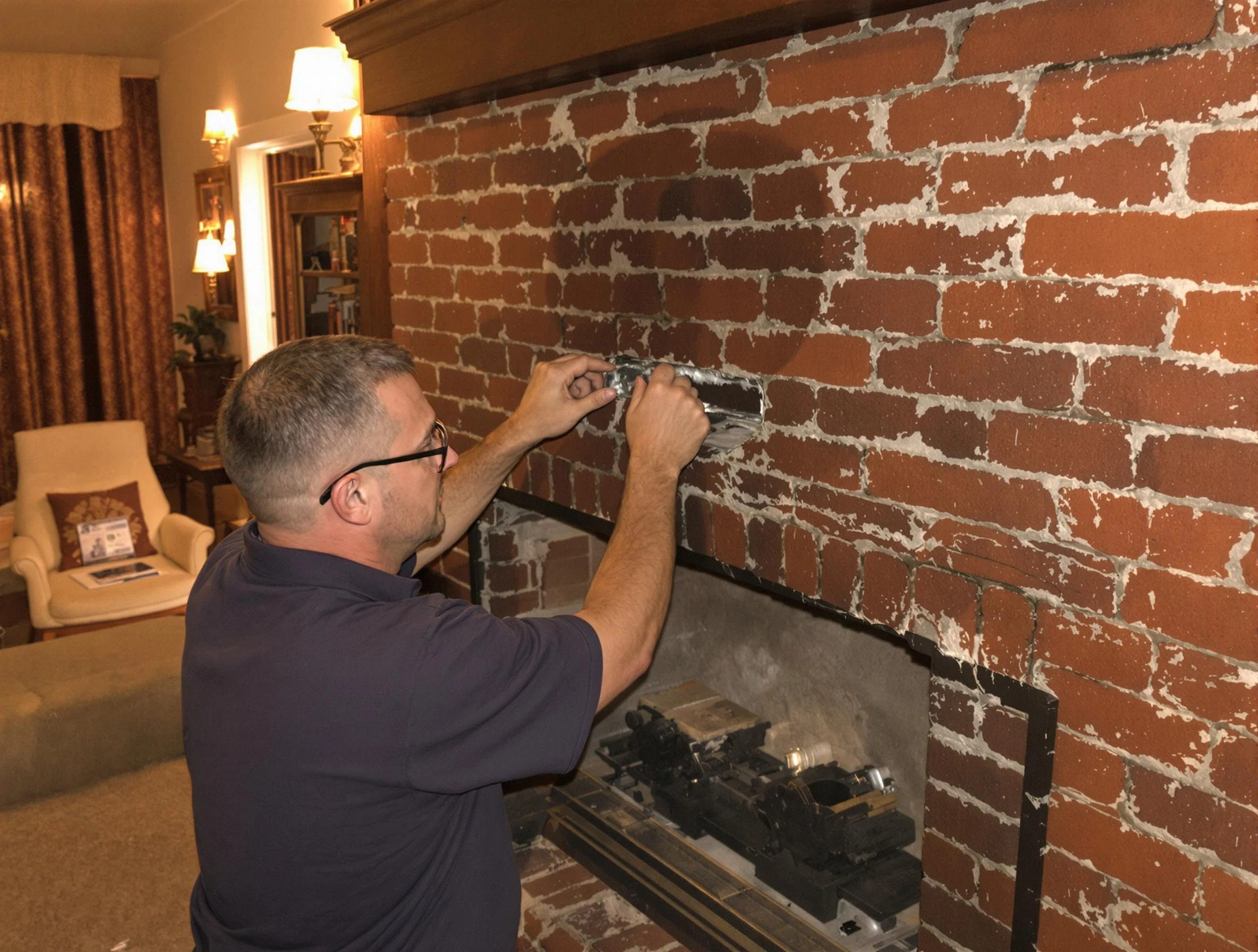 Dunwoody Chimney Sweep expert fixing a fireplace in Dunwoody, GA